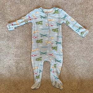 Caden Lane Airplane Print Footie